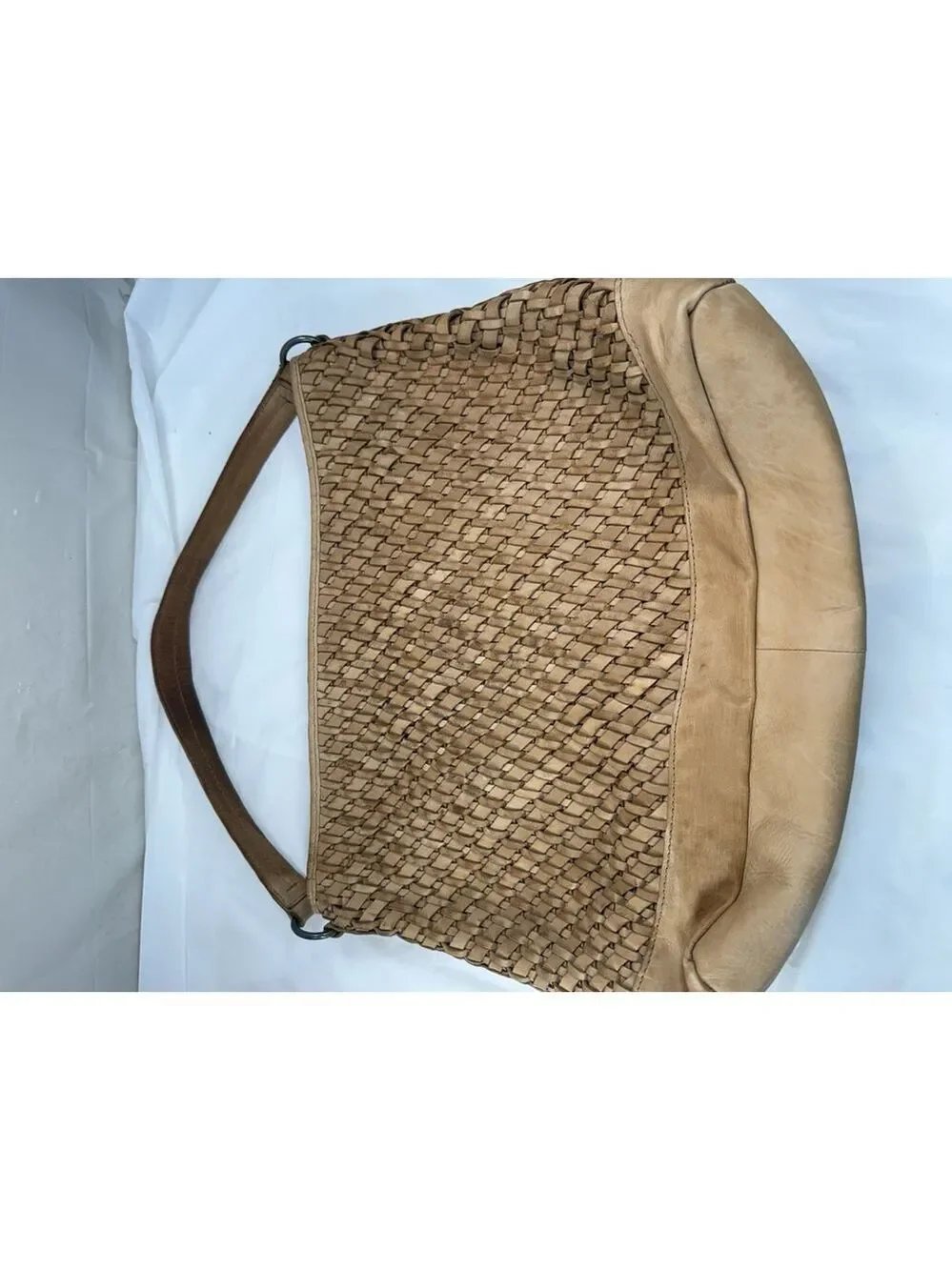 MADE IN INDIA genuine leather basketweave pattern Hobo handbag